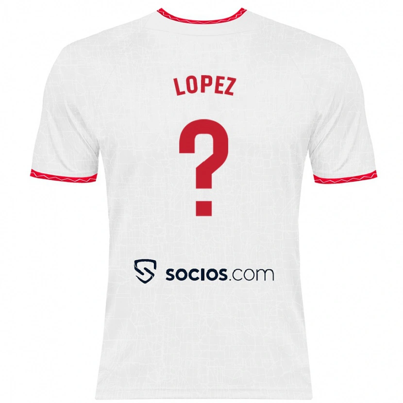 Danxen Mænd David López #0 Hvid Rød Hjemmebane Spillertrøjer 2024/25 Trøje T-Shirt