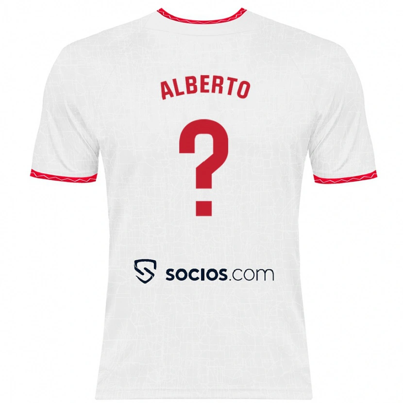Danxen Mænd Alberto González #0 Hvid Rød Hjemmebane Spillertrøjer 2024/25 Trøje T-Shirt