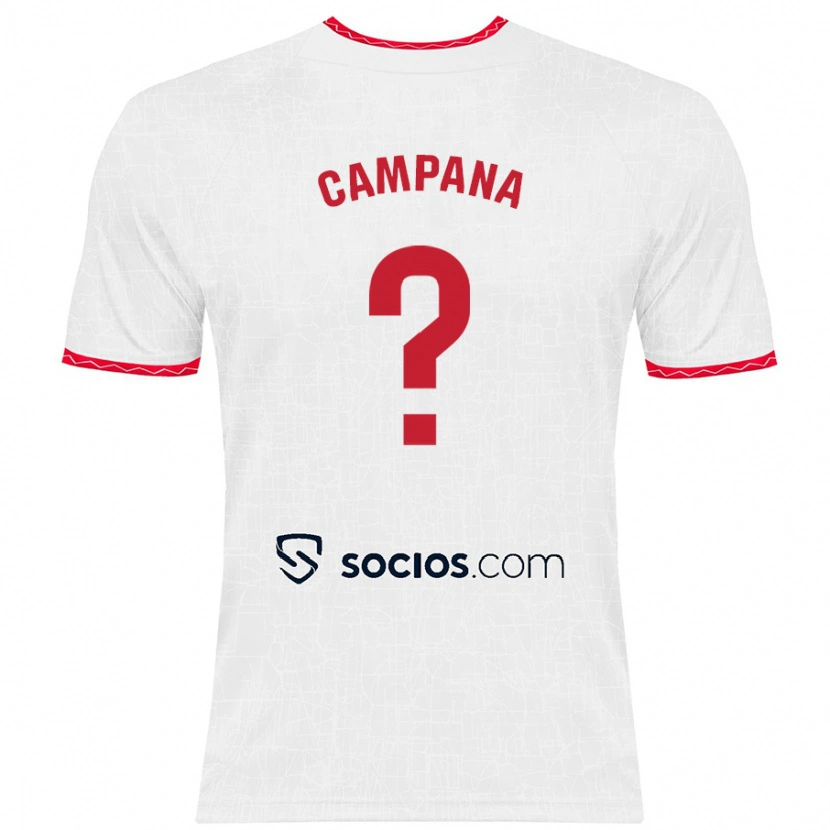 Danxen Mænd Massimo Campana #0 Hvid Rød Hjemmebane Spillertrøjer 2024/25 Trøje T-Shirt