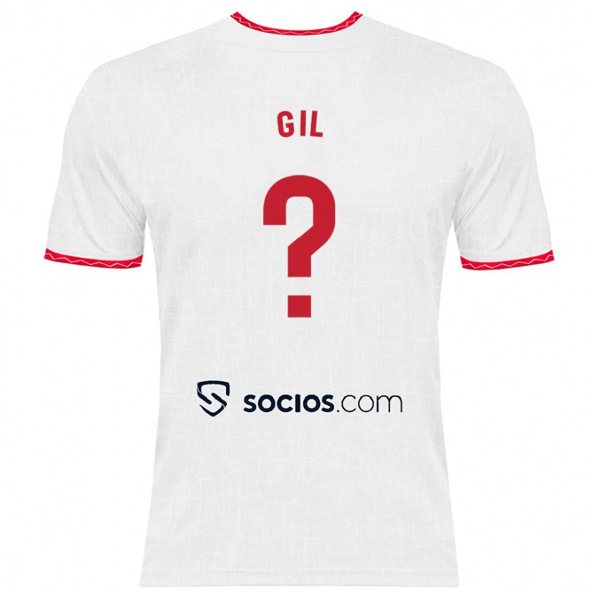 Danxen Mænd Dani Gil #0 Hvid Rød Hjemmebane Spillertrøjer 2024/25 Trøje T-Shirt