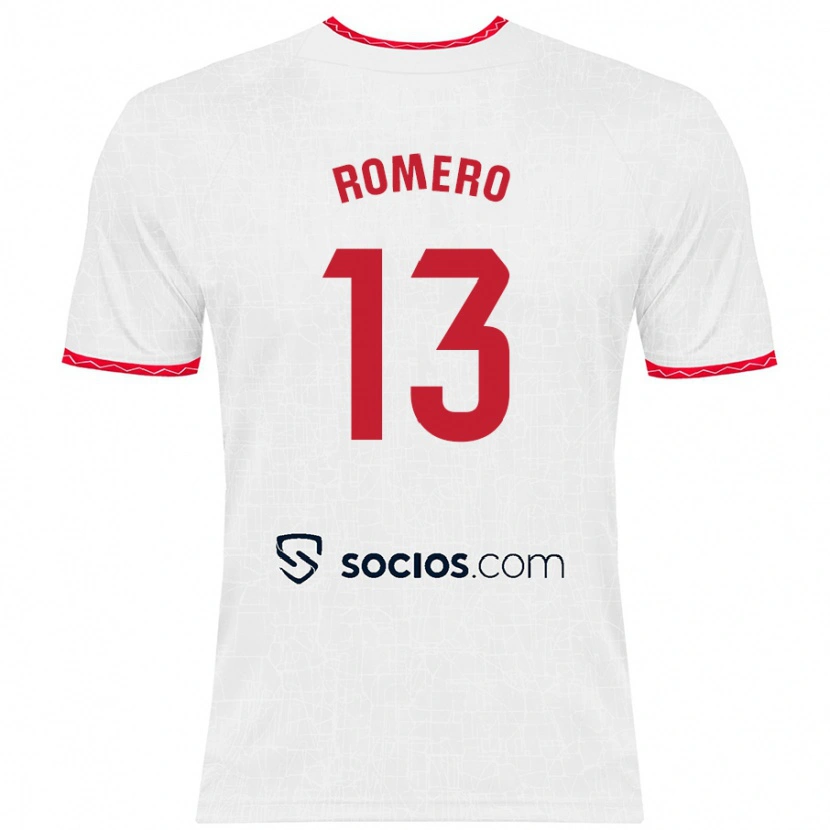 Danxen Mænd Rafael Romero #13 Hvid Rød Hjemmebane Spillertrøjer 2024/25 Trøje T-Shirt