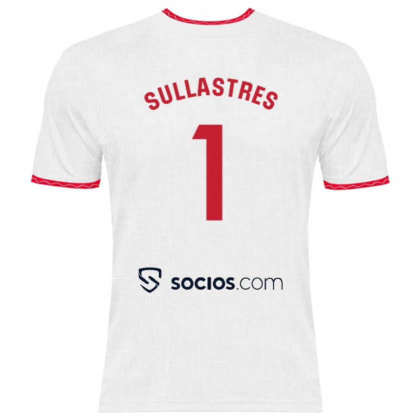 Danxen Mænd Esther Sullastres #1 Hvid Rød Hjemmebane Spillertrøjer 2024/25 Trøje T-Shirt