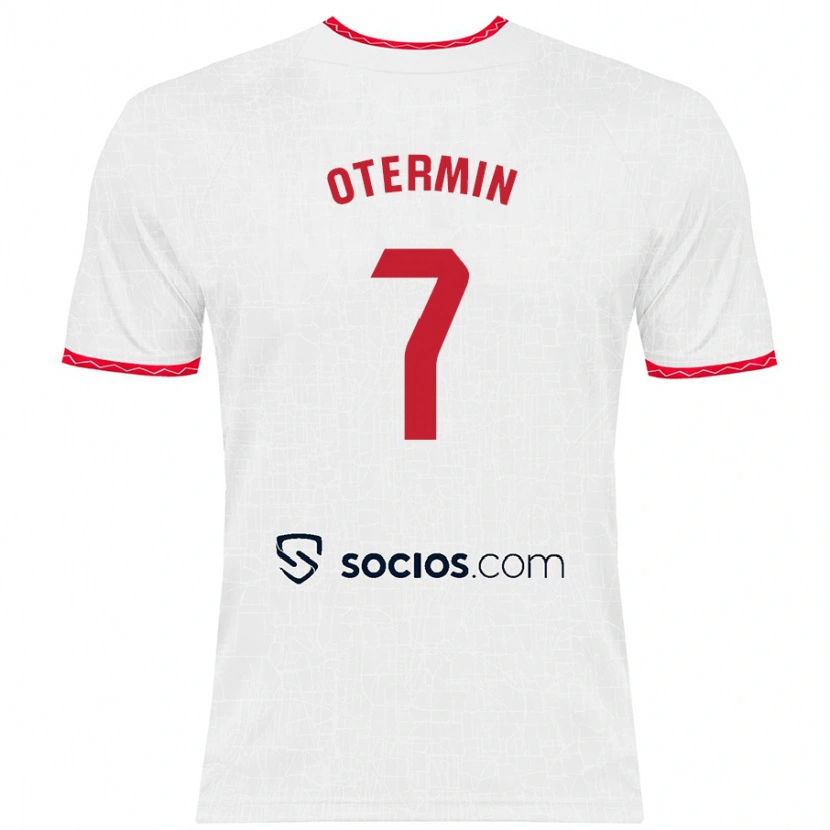 Danxen Mænd Rosa María Otermín Abella #7 Hvid Rød Hjemmebane Spillertrøjer 2024/25 Trøje T-Shirt