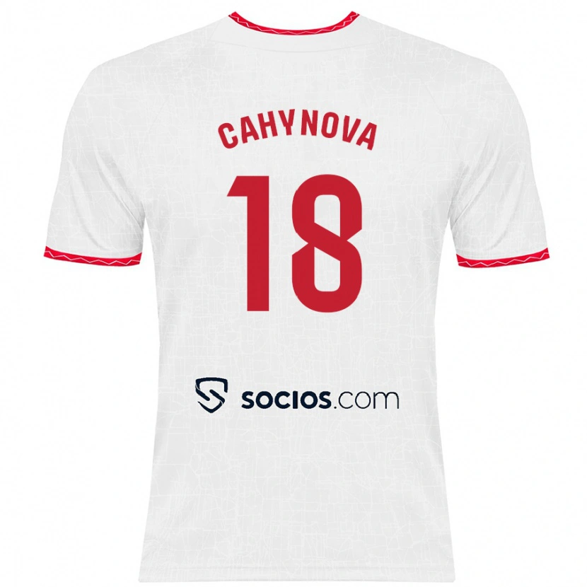 Danxen Mænd Klara Cahynova #18 Hvid Rød Hjemmebane Spillertrøjer 2024/25 Trøje T-Shirt