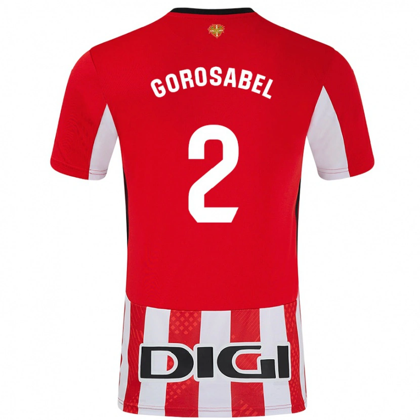 Danxen Mænd Andoni Gorosabel #2 Rød Hvid Hjemmebane Spillertrøjer 2024/25 Trøje T-Shirt
