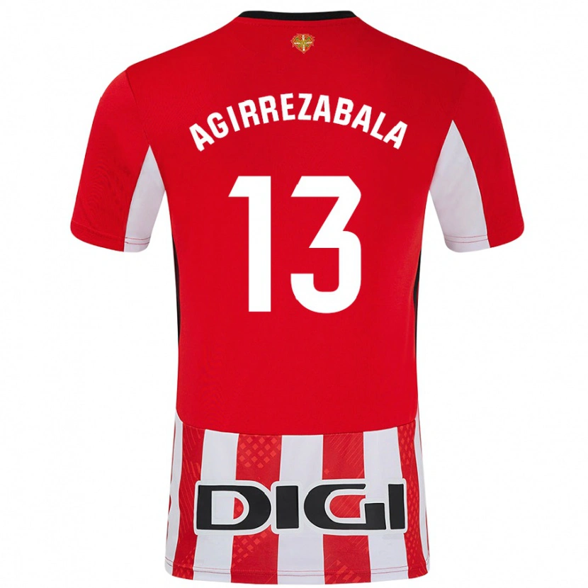 Danxen Mænd Julen Agirrezabala #13 Rød Hvid Hjemmebane Spillertrøjer 2024/25 Trøje T-Shirt