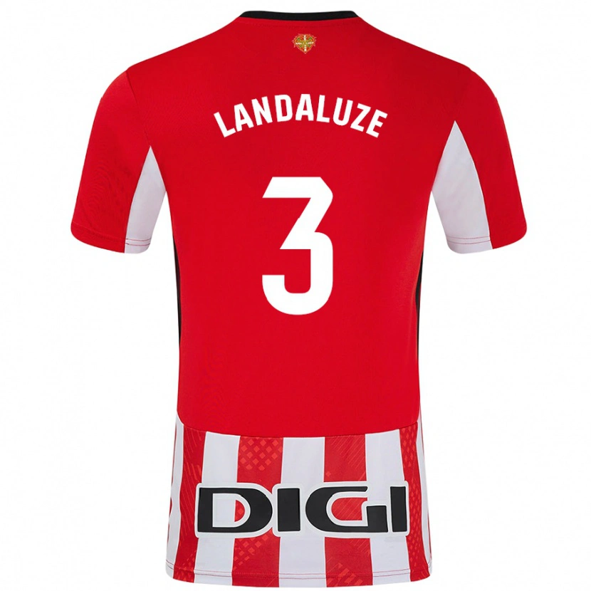 Danxen Mænd Naia Landaluze #3 Rød Hvid Hjemmebane Spillertrøjer 2024/25 Trøje T-Shirt