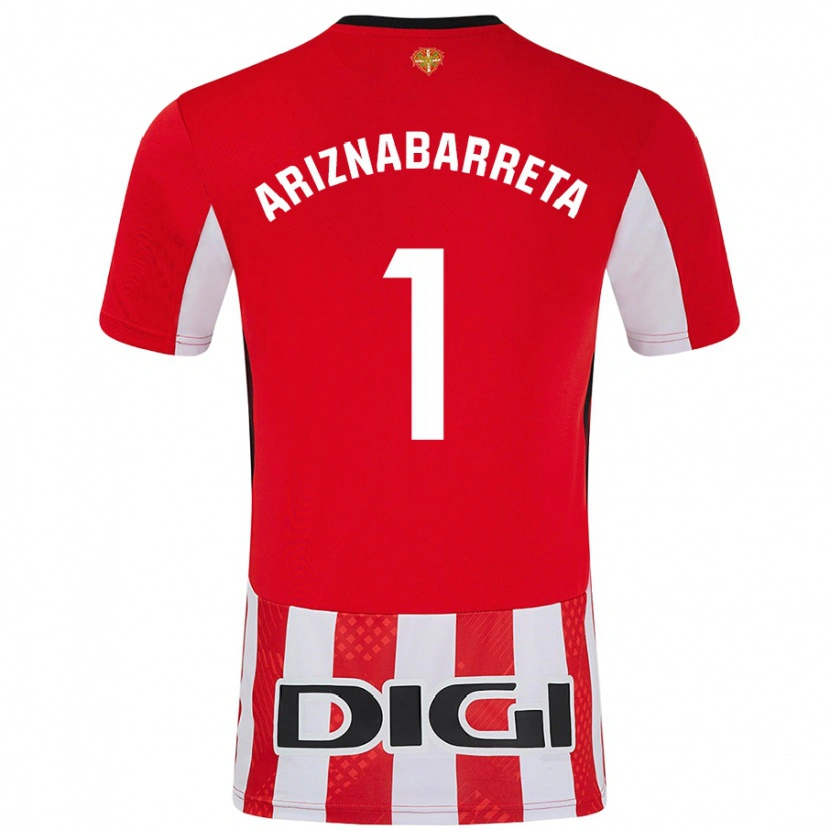 Danxen Mænd Oier Ariznabarreta #1 Rød Hvid Hjemmebane Spillertrøjer 2024/25 Trøje T-Shirt