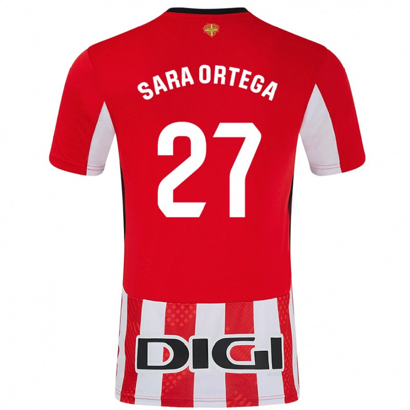 Danxen Mænd Sara Ortega Ruiz #27 Rød Hvid Hjemmebane Spillertrøjer 2024/25 Trøje T-Shirt