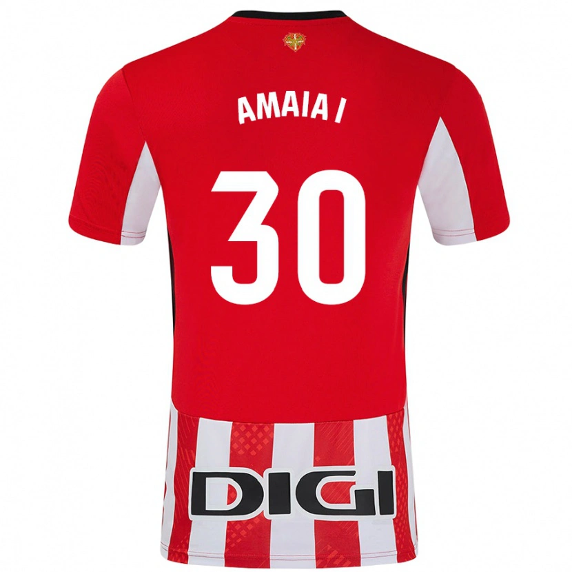 Danxen Mænd Amaia Iribarren Arteta #30 Rød Hvid Hjemmebane Spillertrøjer 2024/25 Trøje T-Shirt