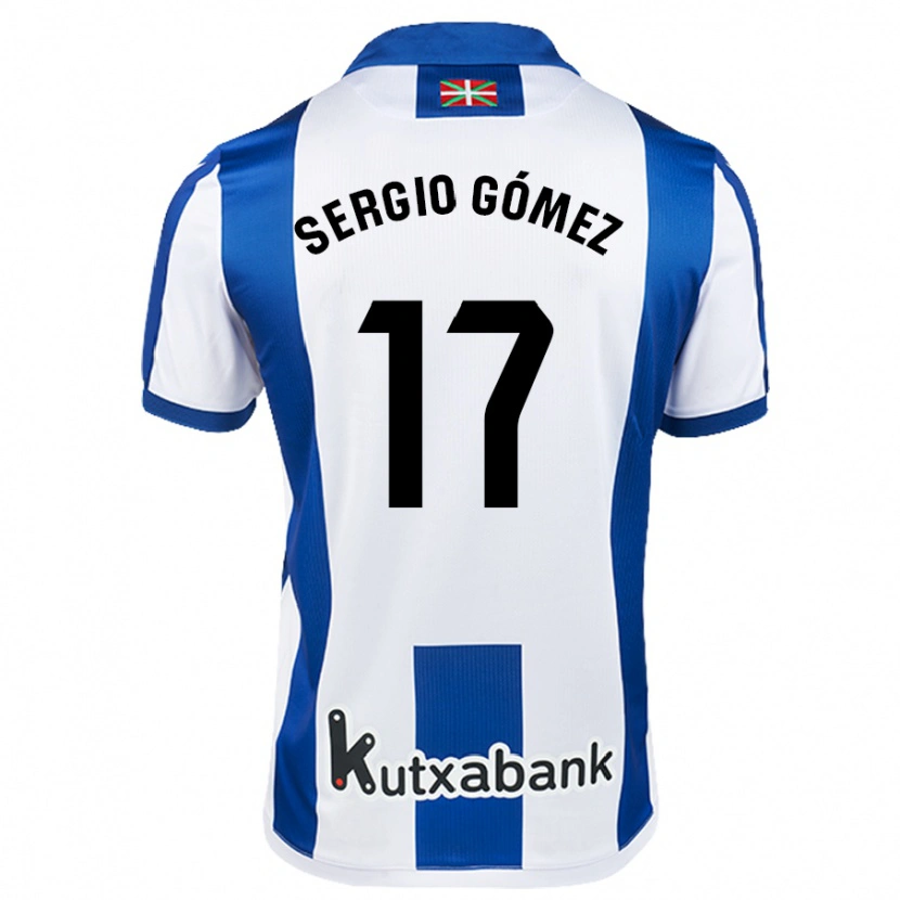 Danxen Mænd Sergio Gómez #17 Hvid Blå Hjemmebane Spillertrøjer 2024/25 Trøje T-Shirt