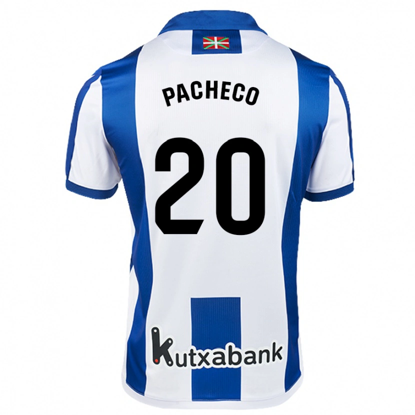 Danxen Mænd Jon Pacheco #20 Hvid Blå Hjemmebane Spillertrøjer 2024/25 Trøje T-Shirt