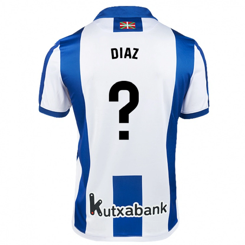 Danxen Mænd Dani Díaz #0 Hvid Blå Hjemmebane Spillertrøjer 2024/25 Trøje T-Shirt