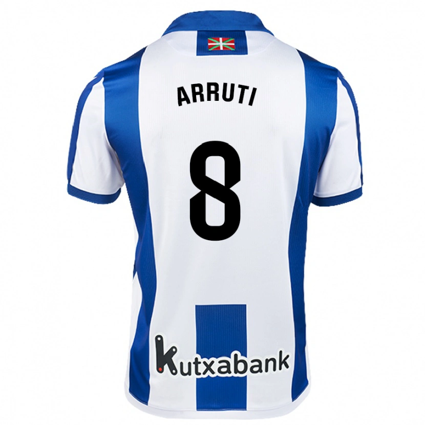 Danxen Mænd Martín Arruti #8 Hvid Blå Hjemmebane Spillertrøjer 2024/25 Trøje T-Shirt