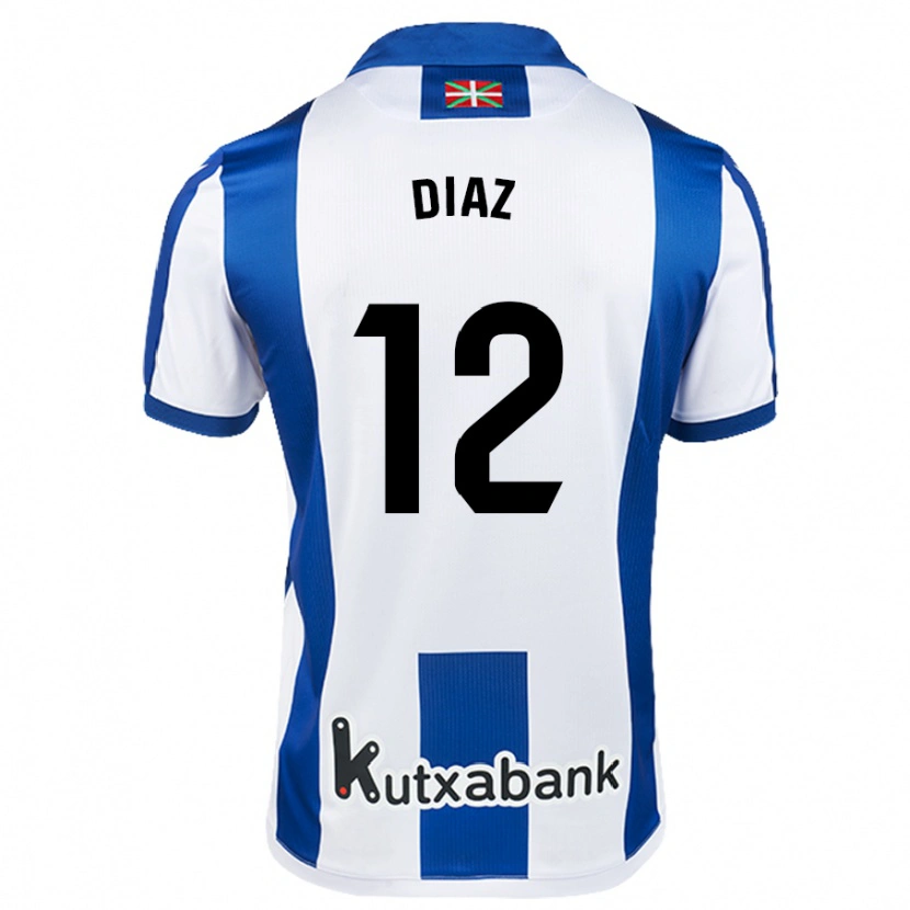 Danxen Mænd Ekain Díaz #12 Hvid Blå Hjemmebane Spillertrøjer 2024/25 Trøje T-Shirt