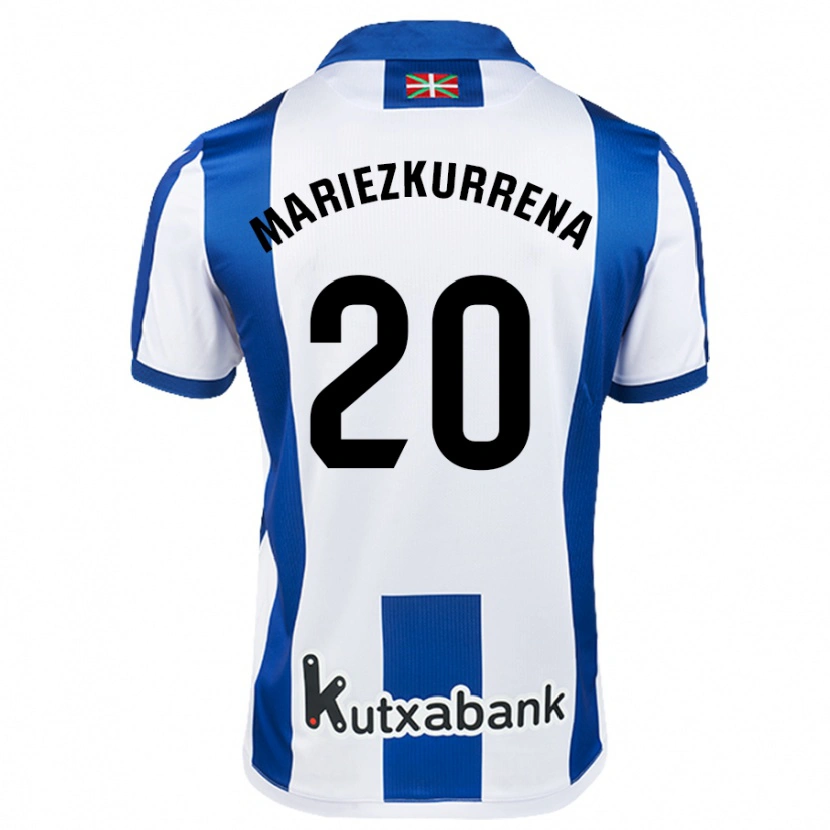 Danxen Mænd Arkaitz Mariezkurrena #20 Hvid Blå Hjemmebane Spillertrøjer 2024/25 Trøje T-Shirt