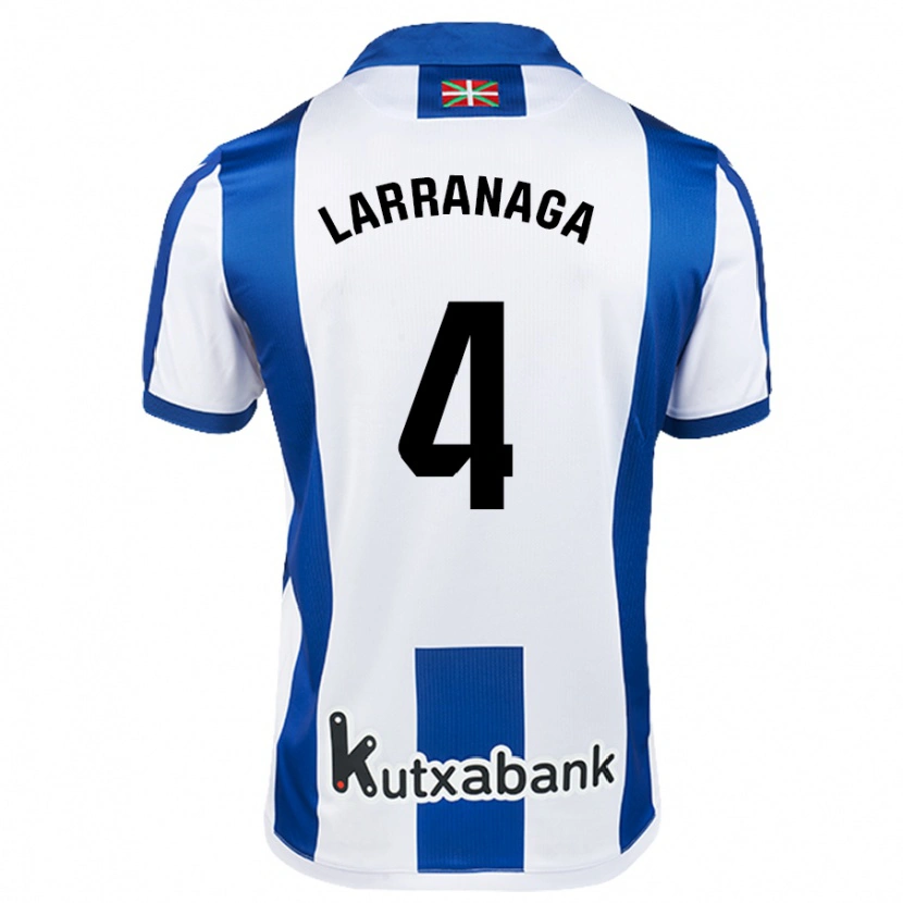 Danxen Mænd Aitor Larrañaga #4 Hvid Blå Hjemmebane Spillertrøjer 2024/25 Trøje T-Shirt