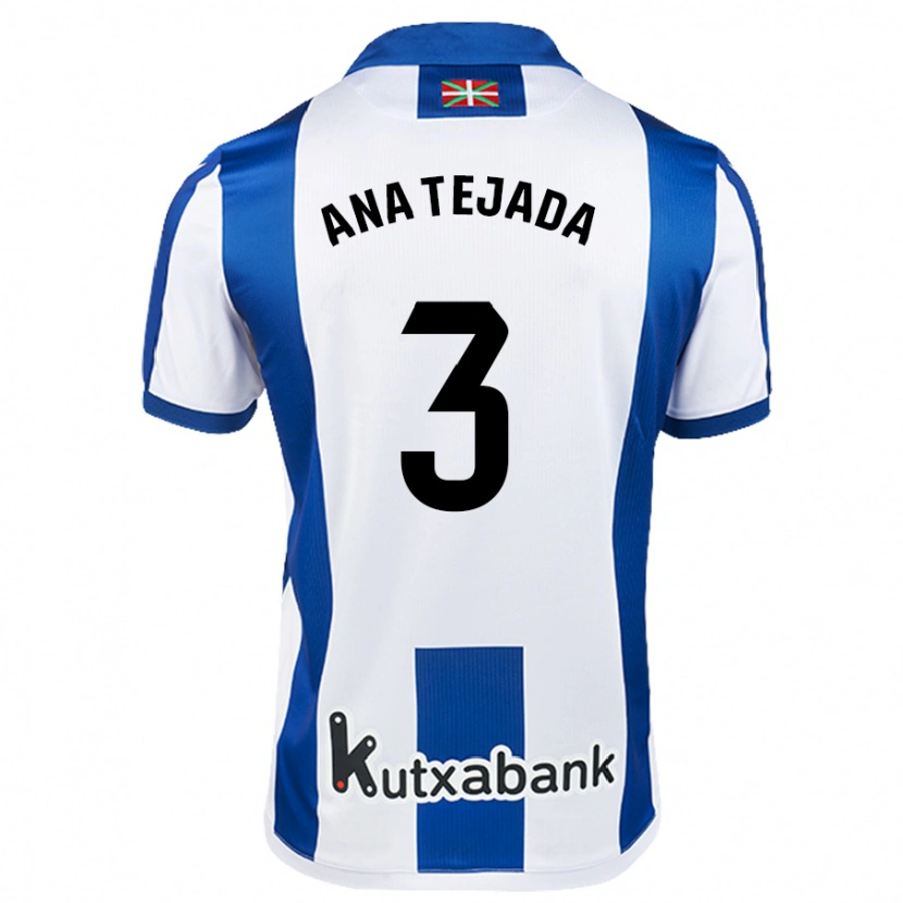 Danxen Mænd Ana Tejada Jiménez #3 Hvid Blå Hjemmebane Spillertrøjer 2024/25 Trøje T-Shirt