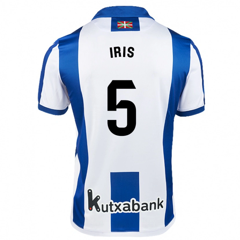 Danxen Mænd Iris Arnaiz Gil #5 Hvid Blå Hjemmebane Spillertrøjer 2024/25 Trøje T-Shirt