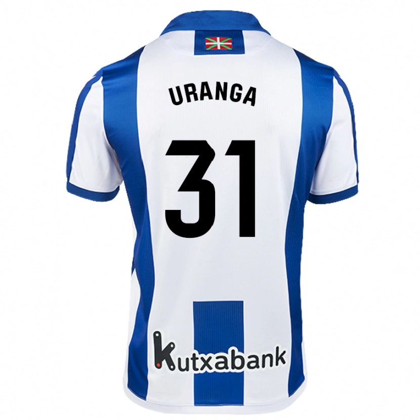 Danxen Mænd Haizea Uranga Agirre #31 Hvid Blå Hjemmebane Spillertrøjer 2024/25 Trøje T-Shirt