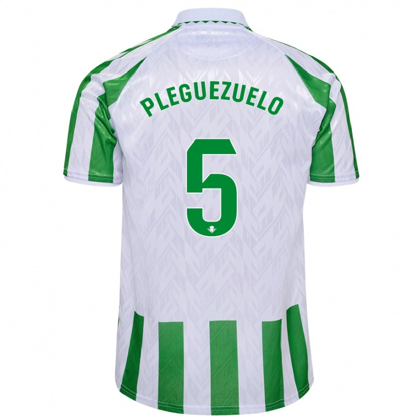 Danxen Mænd Xavi Pleguezuelo #5 Grønne Hvide Striber Hjemmebane Spillertrøjer 2024/25 Trøje T-Shirt