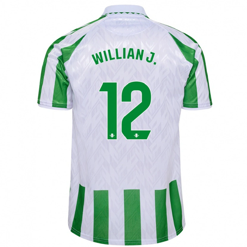 Danxen Mænd Willian José #12 Grønne Hvide Striber Hjemmebane Spillertrøjer 2024/25 Trøje T-Shirt