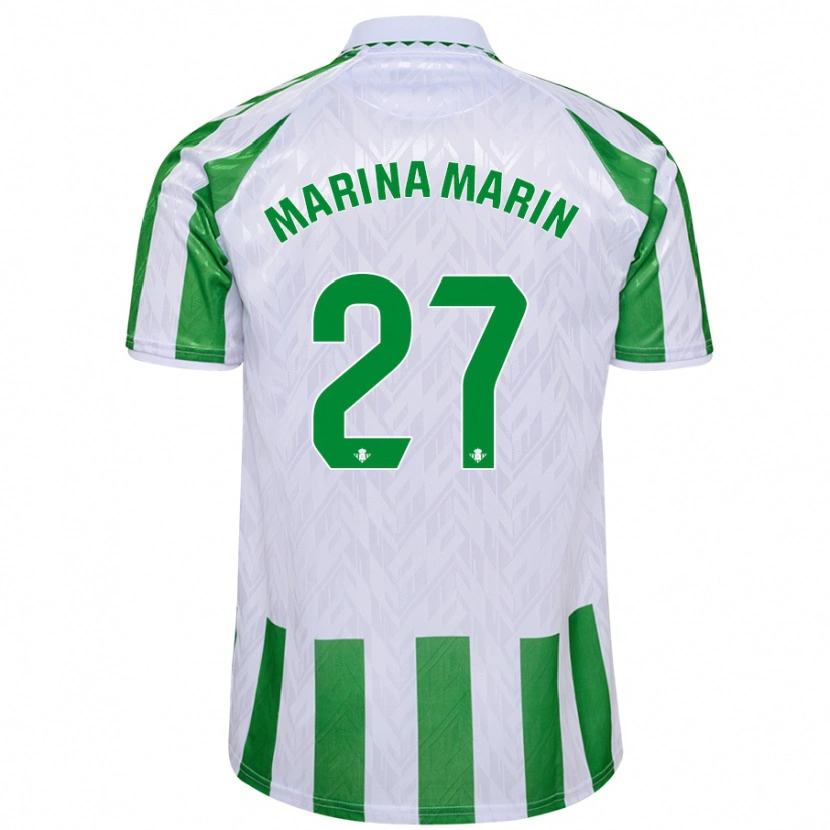 Danxen Mænd Marina Marín #27 Grønne Hvide Striber Hjemmebane Spillertrøjer 2024/25 Trøje T-Shirt