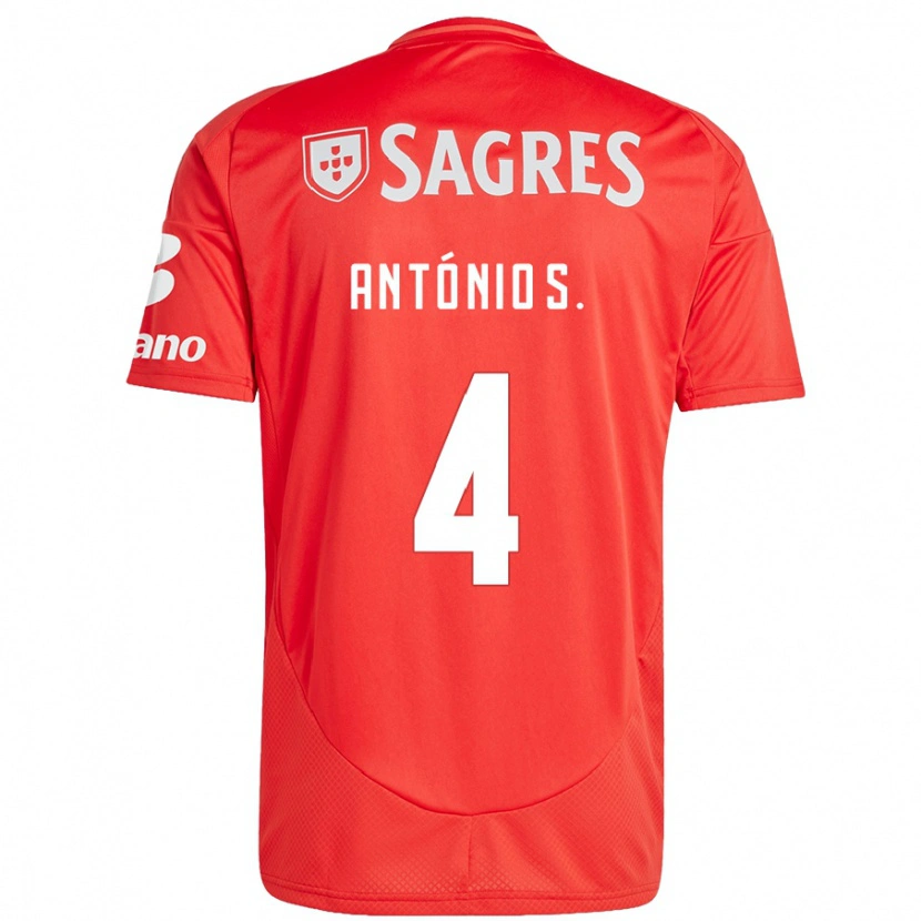 Danxen Mænd António Silva #4 Rød Hvid Hjemmebane Spillertrøjer 2024/25 Trøje T-Shirt