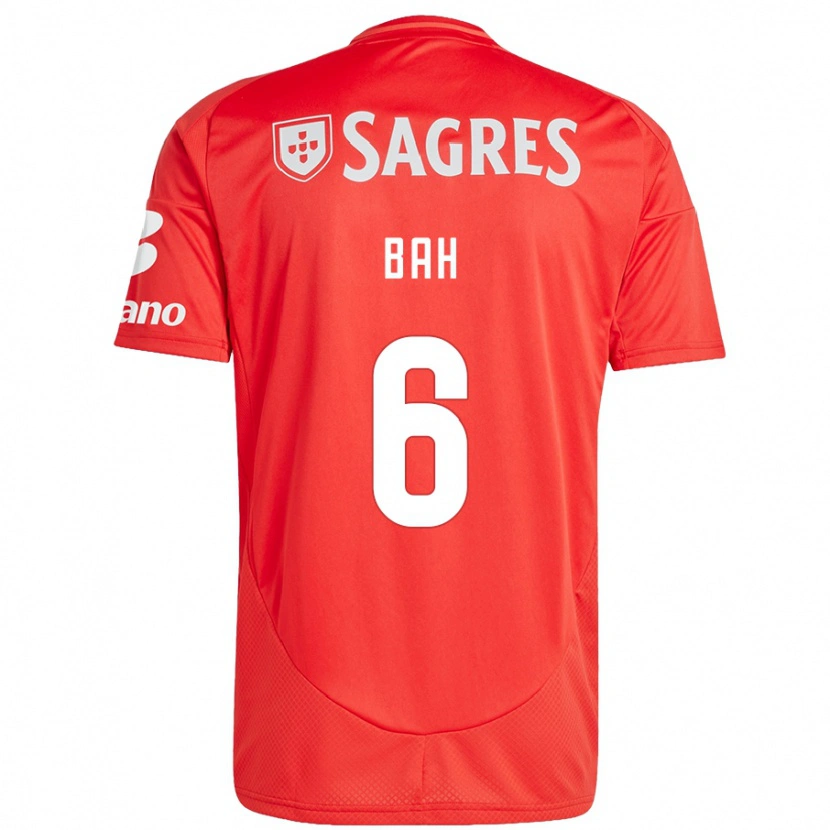 Danxen Mænd Alexander Bah #6 Rød Hvid Hjemmebane Spillertrøjer 2024/25 Trøje T-Shirt