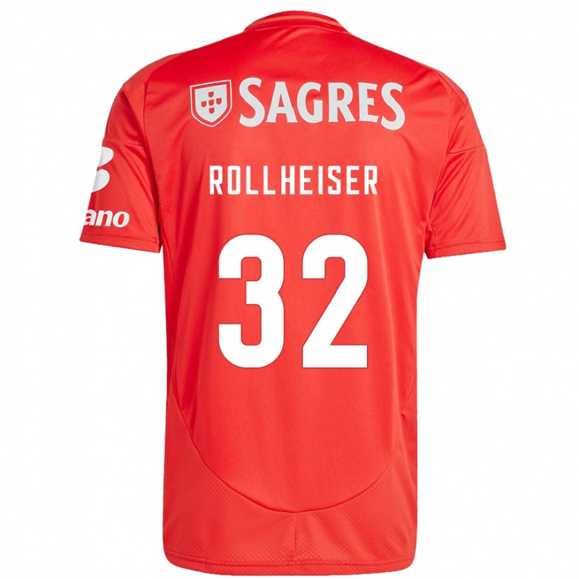 Danxen Mænd Benjamín Rollheiser #32 Rød Hvid Hjemmebane Spillertrøjer 2024/25 Trøje T-Shirt