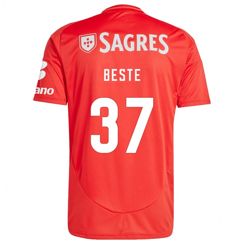 Danxen Mænd Jan-Niklas Beste #37 Rød Hvid Hjemmebane Spillertrøjer 2024/25 Trøje T-Shirt