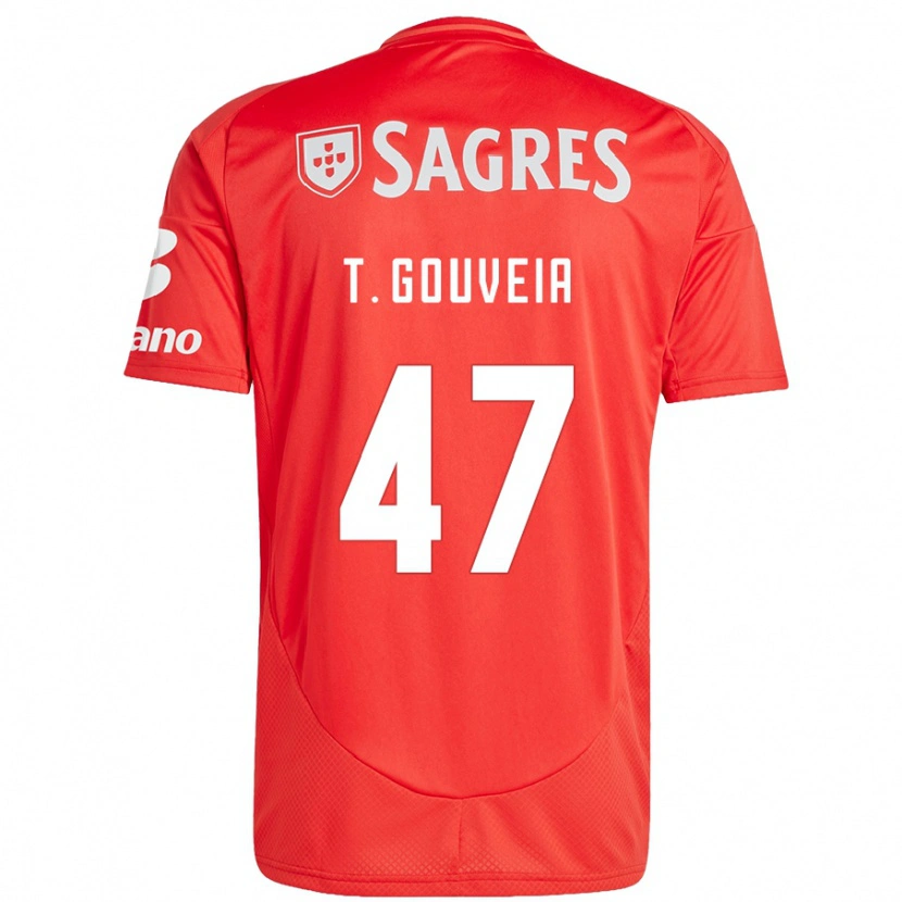 Danxen Mænd Tiago Gouveia #47 Rød Hvid Hjemmebane Spillertrøjer 2024/25 Trøje T-Shirt