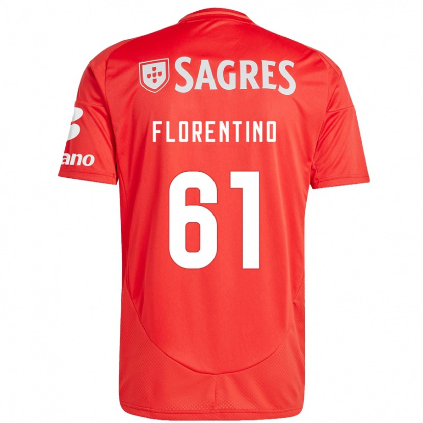 Danxen Mænd Florentino #61 Rød Hvid Hjemmebane Spillertrøjer 2024/25 Trøje T-Shirt