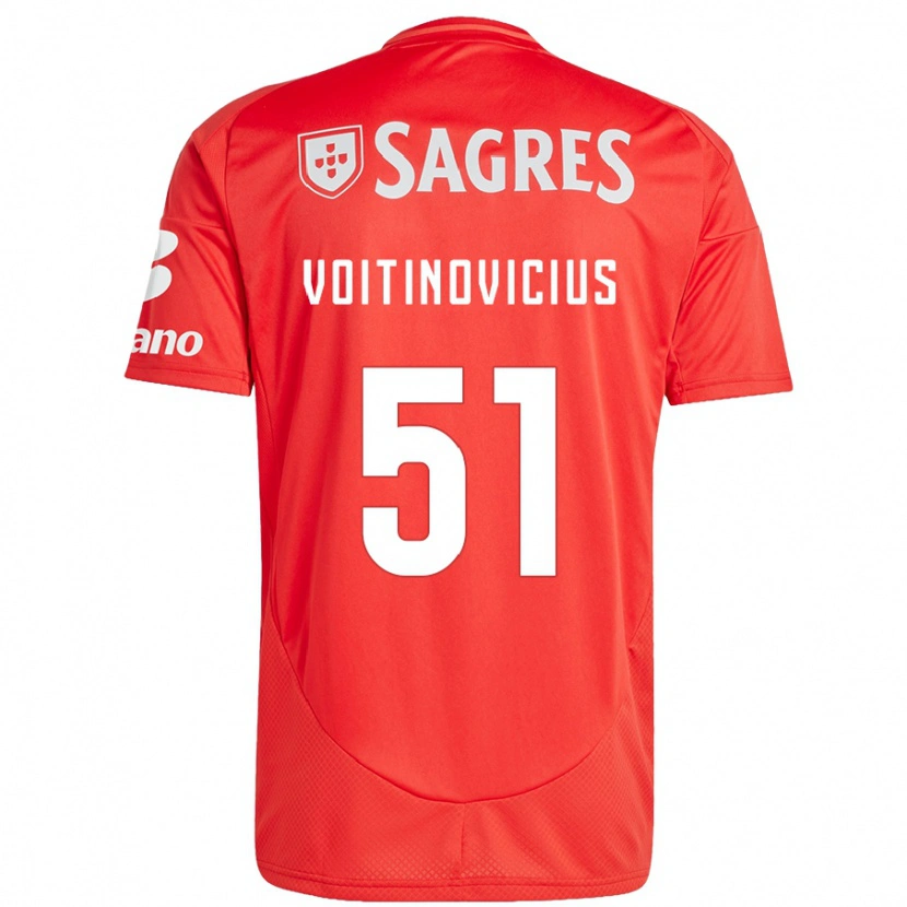 Danxen Mænd Arnas Voitinovicius #51 Rød Hvid Hjemmebane Spillertrøjer 2024/25 Trøje T-Shirt
