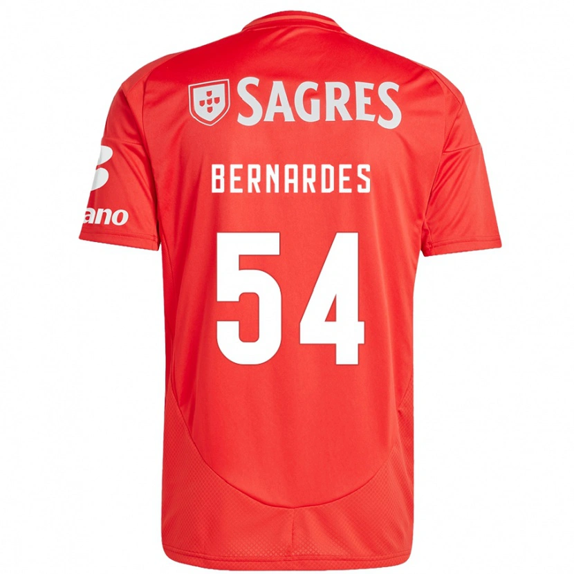 Danxen Mænd Bernardes #54 Rød Hvid Hjemmebane Spillertrøjer 2024/25 Trøje T-Shirt
