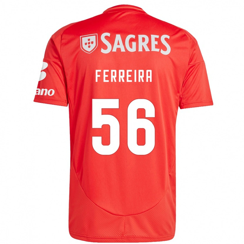 Danxen Mænd Martim Ferreira #56 Rød Hvid Hjemmebane Spillertrøjer 2024/25 Trøje T-Shirt