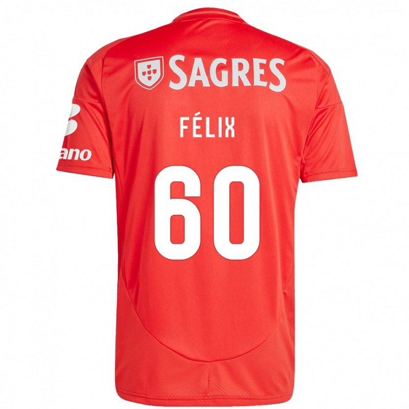 Danxen Mænd Nuno Félix #60 Rød Hvid Hjemmebane Spillertrøjer 2024/25 Trøje T-Shirt
