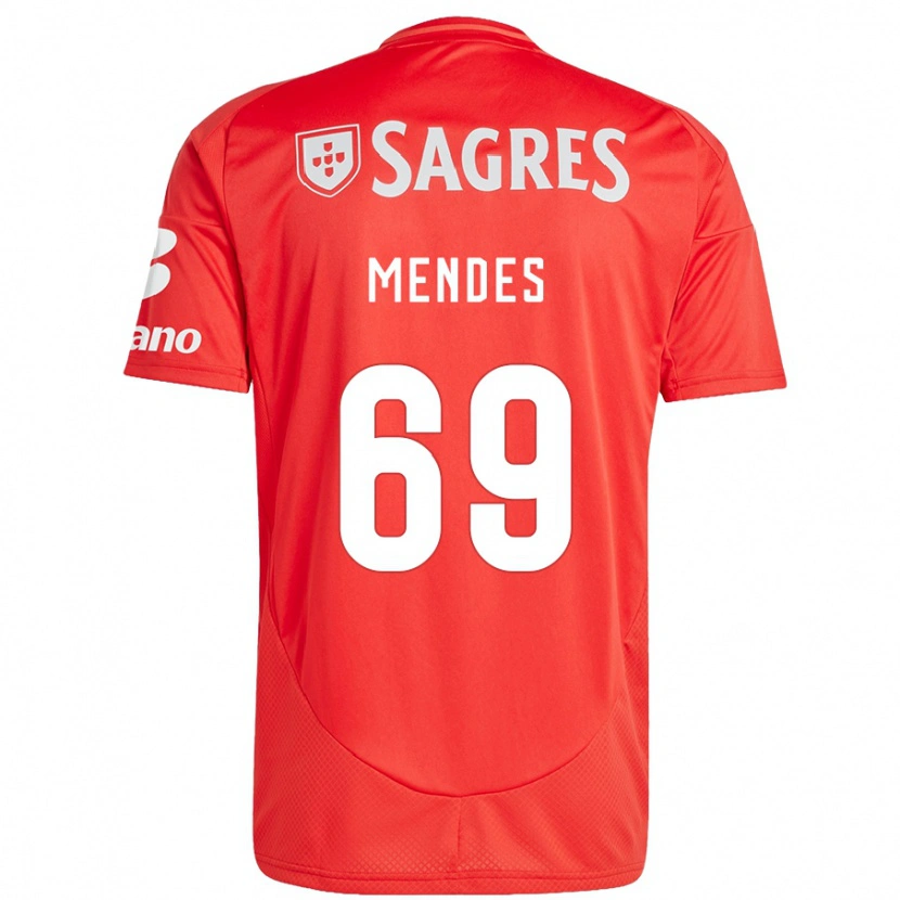 Danxen Mænd Vladimir Mendes #69 Rød Hvid Hjemmebane Spillertrøjer 2024/25 Trøje T-Shirt