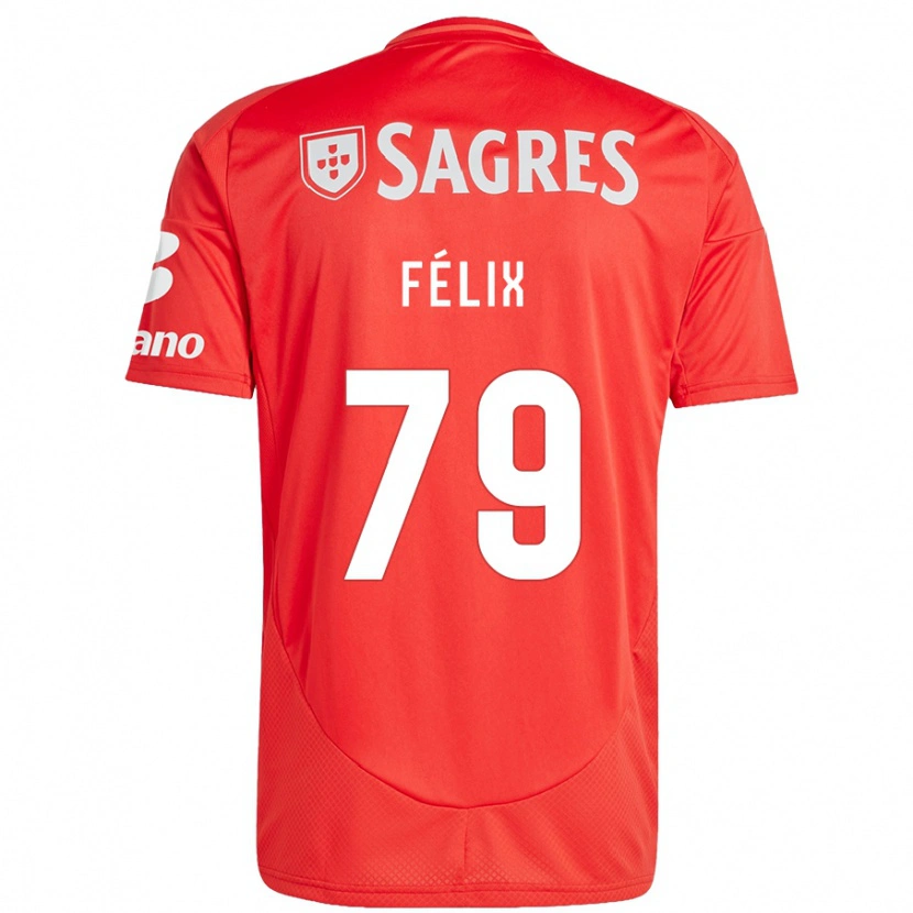 Danxen Mænd Hugo Félix #79 Rød Hvid Hjemmebane Spillertrøjer 2024/25 Trøje T-Shirt