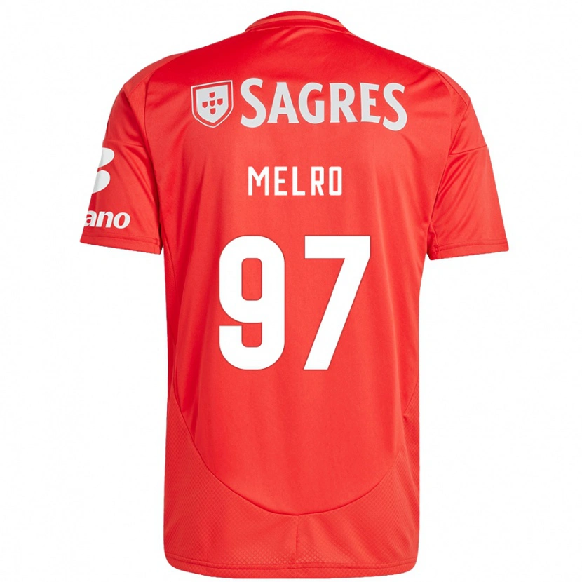 Danxen Mænd José Melro #97 Rød Hvid Hjemmebane Spillertrøjer 2024/25 Trøje T-Shirt