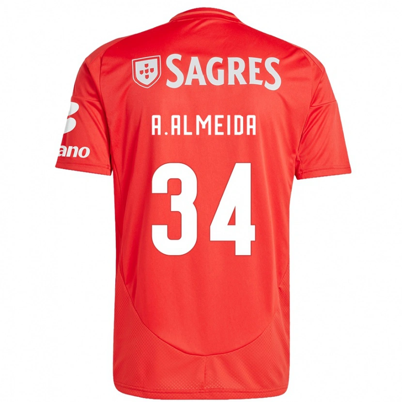 Danxen Mænd Andre Almeida #34 Rød Hvid Hjemmebane Spillertrøjer 2024/25 Trøje T-Shirt