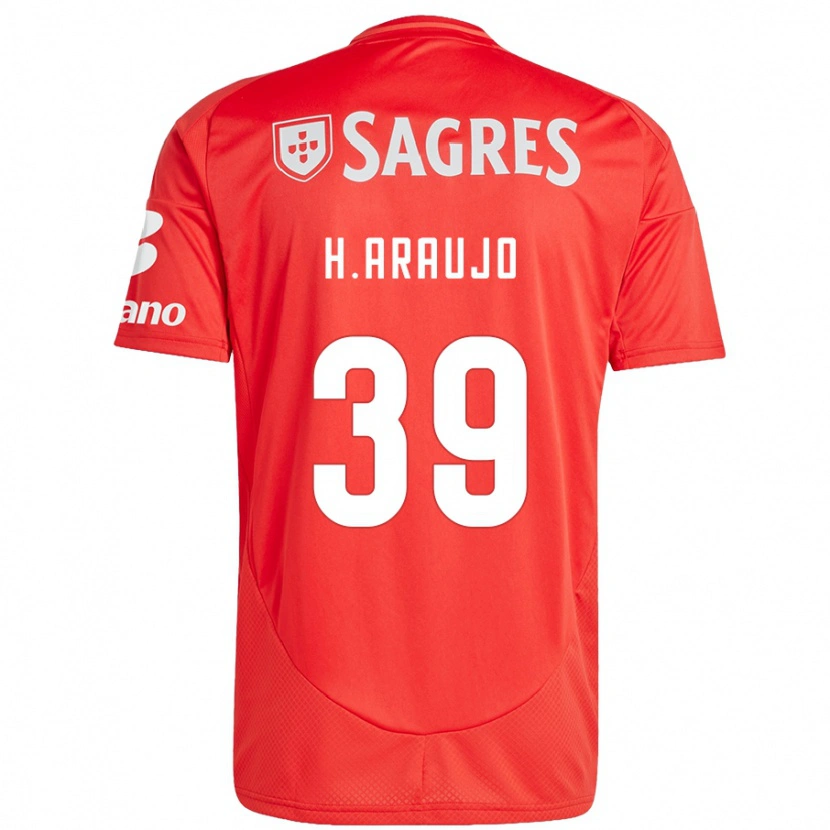 Danxen Mænd Henrique Araujo #39 Rød Hvid Hjemmebane Spillertrøjer 2024/25 Trøje T-Shirt