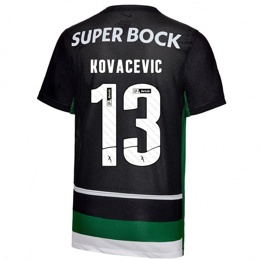 Danxen Mænd Vladan Kovacevic #13 Sort Hvid Grøn Hjemmebane Spillertrøjer 2024/25 Trøje T-Shirt