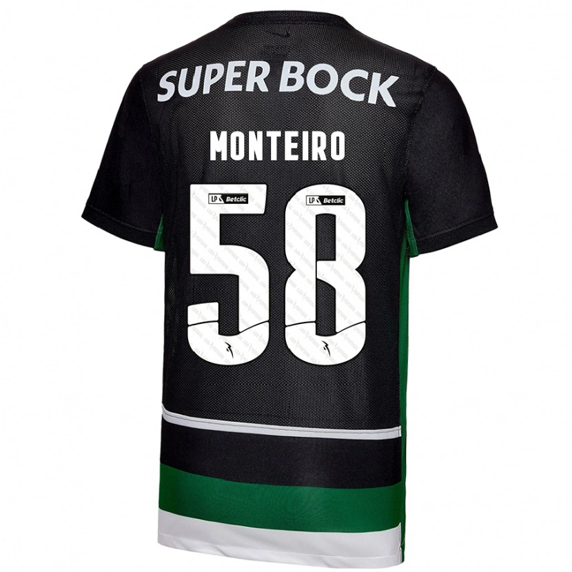 Danxen Mænd David Monteiro #58 Sort Hvid Grøn Hjemmebane Spillertrøjer 2024/25 Trøje T-Shirt