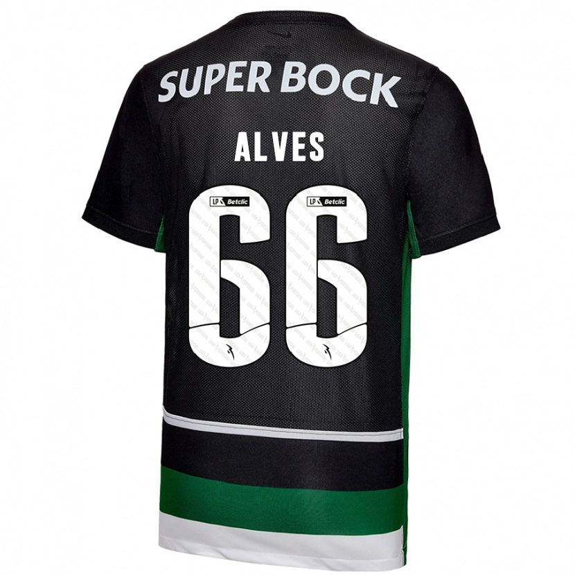 Danxen Mænd Miguel Alves #66 Sort Hvid Grøn Hjemmebane Spillertrøjer 2024/25 Trøje T-Shirt