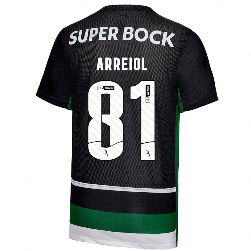 Danxen Mænd Henrique Arreiol #81 Sort Hvid Grøn Hjemmebane Spillertrøjer 2024/25 Trøje T-Shirt
