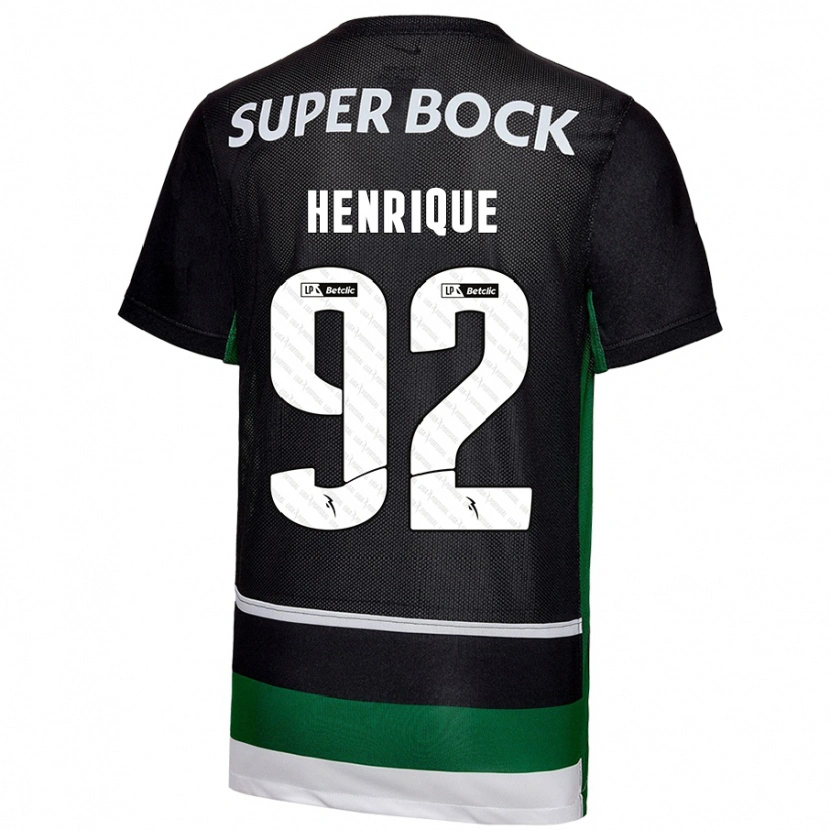 Danxen Mænd Eduardo Henrique #92 Sort Hvid Grøn Hjemmebane Spillertrøjer 2024/25 Trøje T-Shirt