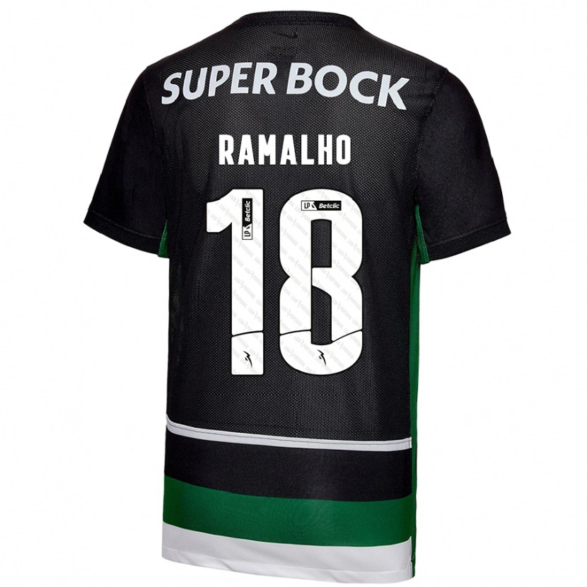 Danxen Mænd Inês Filipa Ramalho Gonçalves #18 Sort Hvid Grøn Hjemmebane Spillertrøjer 2024/25 Trøje T-Shirt