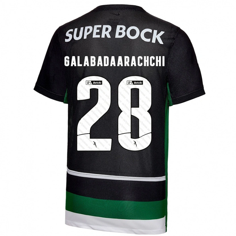 Danxen Mænd Jacinta Galabadaarachchi #28 Sort Hvid Grøn Hjemmebane Spillertrøjer 2024/25 Trøje T-Shirt