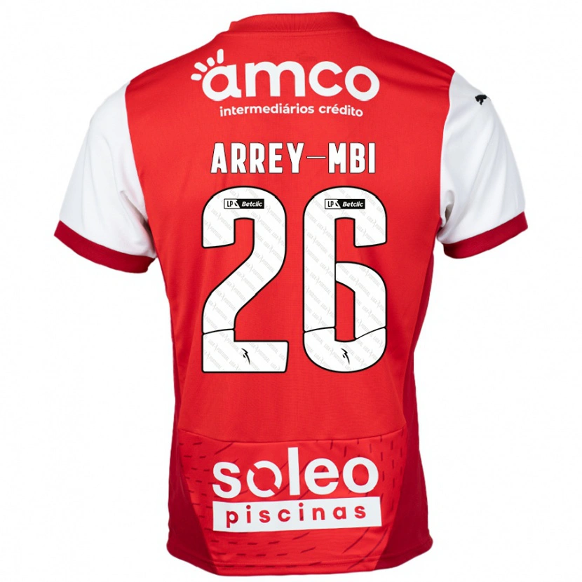 Danxen Mænd Bright Arrey-Mbi #26 Rød Hvid Hjemmebane Spillertrøjer 2024/25 Trøje T-Shirt